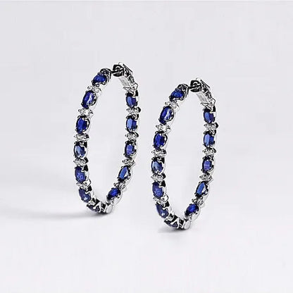 Fashion Jewellery Lady Gold-plated Ellipse Sapphire Zircon AAA Tassels Earrings