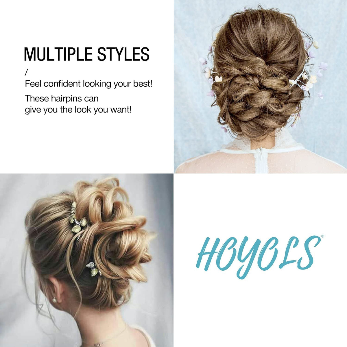 U Shaped Hair Bobby Pins Assorted Size, Secure Hold Metal Bun Clips Crimped Design with Ball Tips for Women Girls Updo Thin Thick Hair, 150 Count (Black)