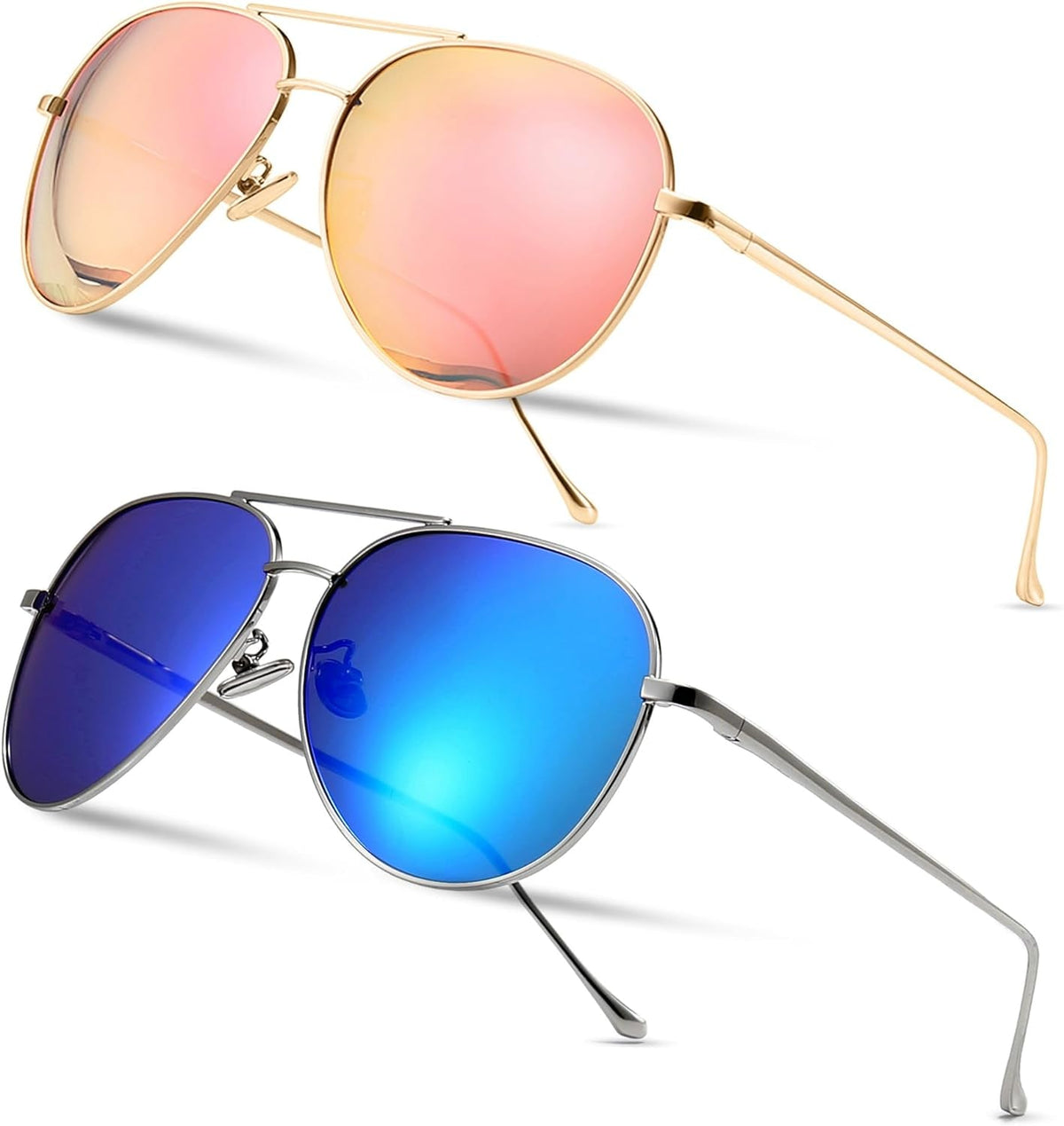 Women's Lightweight Oversized Aviator Sunglasses - Mirrored Polarized Lens