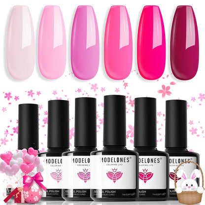 Gel Nail Polish Set, 6 Colors Easter Pastel Gel Polish Set with Nail Art Liner Brush, Soft Pink White Light Purple Blue Green Nude Spring Painting Nail Gel Polish Kit Mani DIY Salon Gifts