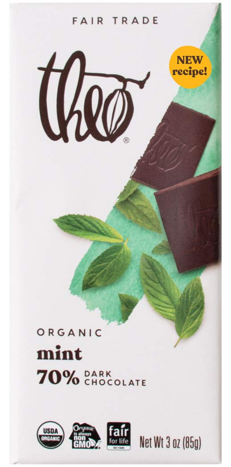 Mint Organic Dark Chocolate Bar, 70% Cacao, 1 Bar | Vegan, Fair Trade