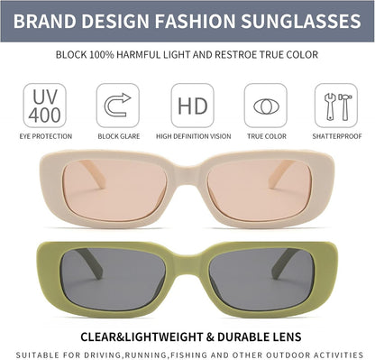 Rectangle Sunglasses for Women Men Trendy Retro Fashion Sunglasses UV 400 Protection Square Fram