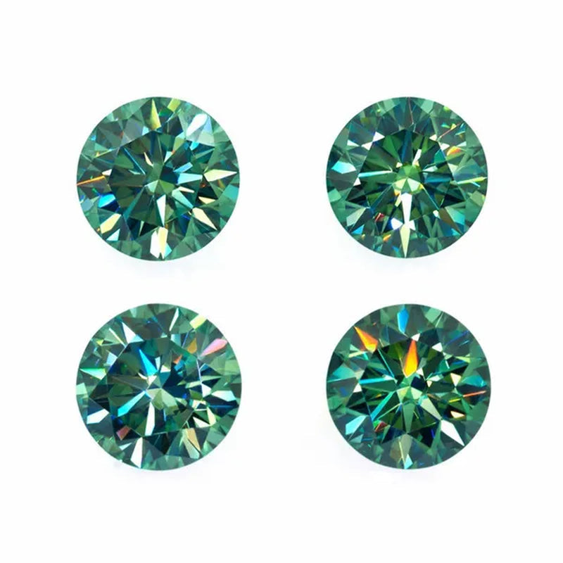 With AAAAA certificate Brilliant Loose Moissanite Blue Green Color Round Cut Diamond 6.5 MM 1CT