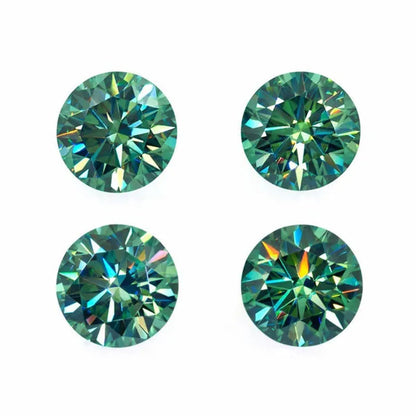With AAAAA certificate Brilliant Loose Moissanite Blue Green Color Round Cut Diamond 6.5 MM 1CT