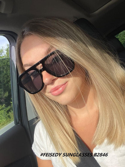 Vintage Aviator Sunglasses Double Bridge Women Men Large Square Thick Frame Trendy Eyewear UV400 B2846