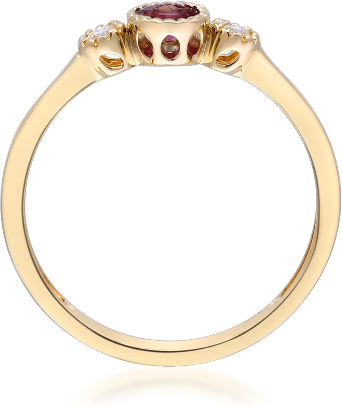 10K Yellow Gold Mozambique Genuine Ruby Ring with Diamonds for Women Holiday Gifts | Ethically, Authentically & Organically Sourced (Round) Shaped Ruby Hand-Crafted Jewelry for Her | Ruby Ring for Women Holiday Gifts