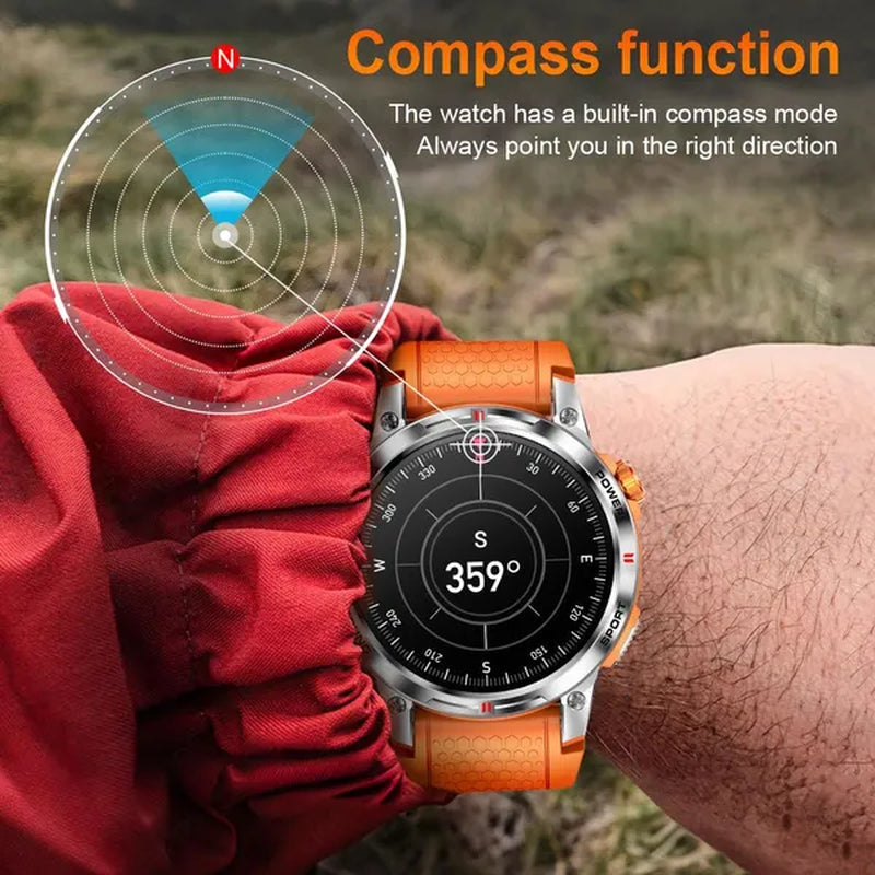 LIGE GPS 100+ Sport Modes Smart Watch Men Compass Military With LED Flashlight Bluetooth Call Sport Tracker IP68 Waterproof Smartwatch For Women Android IOS