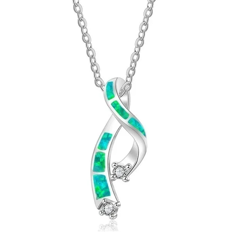 New Fashion 925 Sterling Silver Blue Fire Opal Cross Pendant Necklace Diamond Jewelry Bridal Wedding Accessories