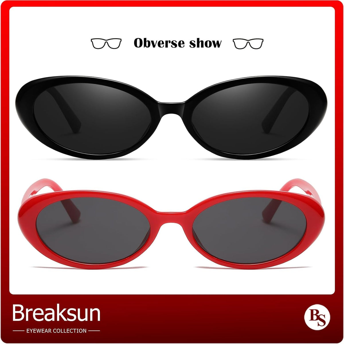 Retro Oval Sunglasses for Women Men Fashion Small Oval Sunglasses 90S Vintage Shades