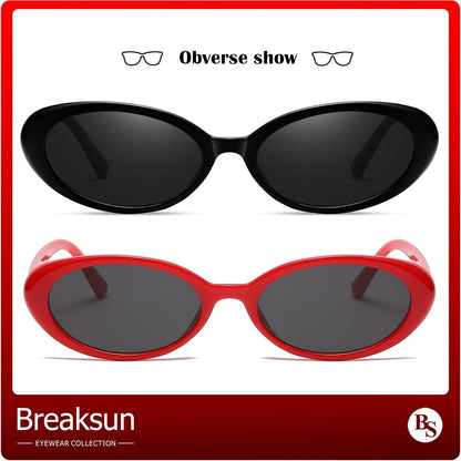 Retro Oval Sunglasses for Women Men Fashion Small Oval Sunglasses 90S Vintage Shades