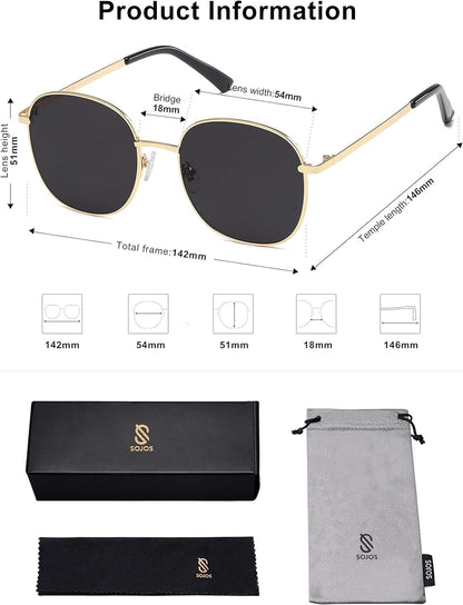 Classic Square Sunglasses for Women Men with Spring Hinge Sunnies SJ1137