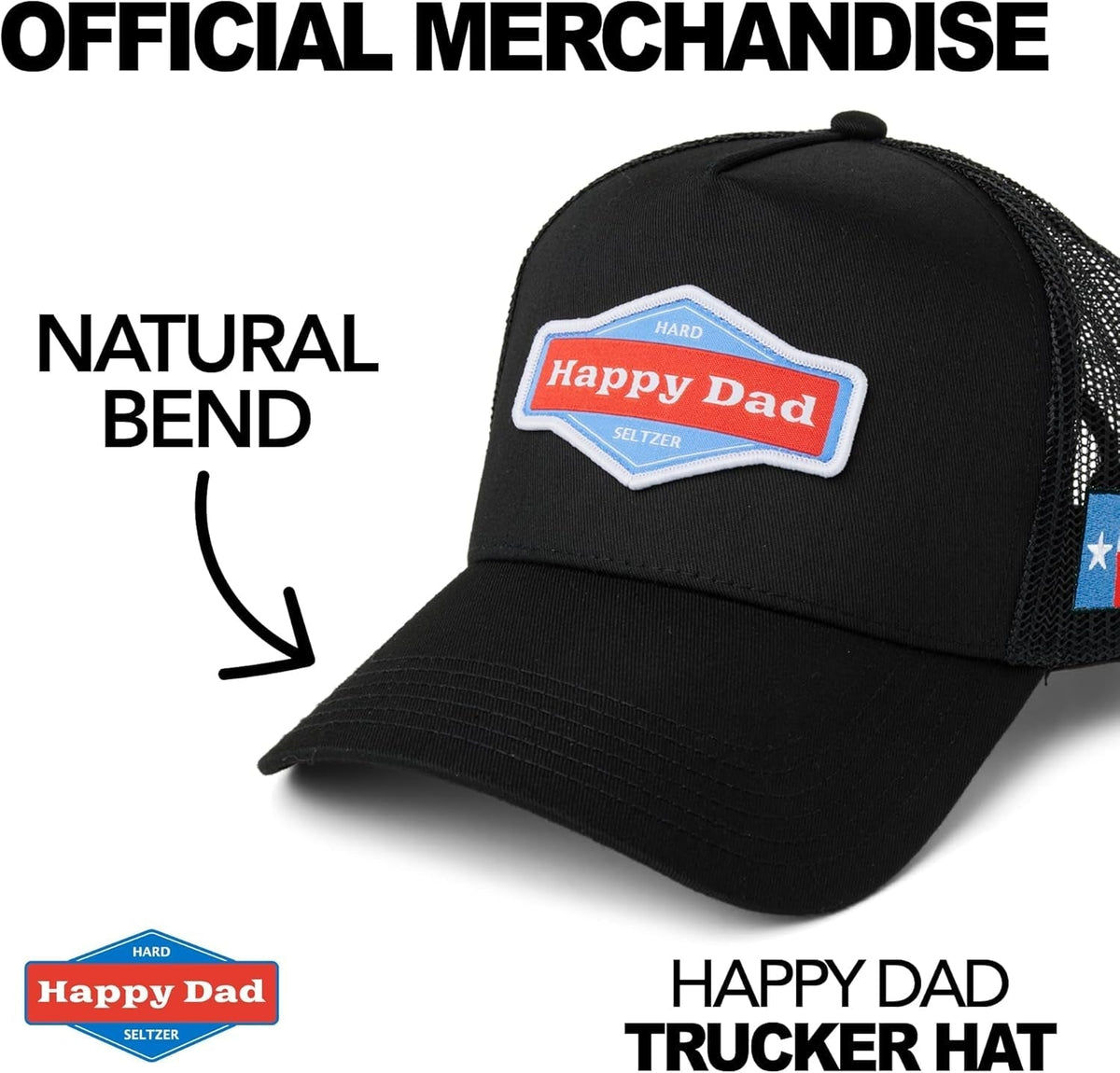 Happy Dad Hats for Men and Women, Available in Trucker Hat, 6 Panel Snapback Hat or Baseball Cap, Holiday & Birthday Gifts