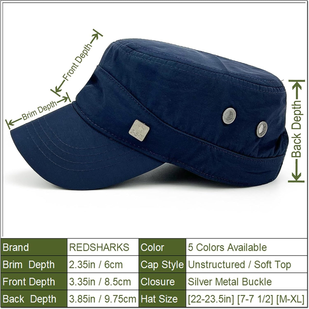 Polyester Water Resistant Military Caps for Men Quick Dry Cadet Hats for Women Army Cap Flat Top Dad Hat