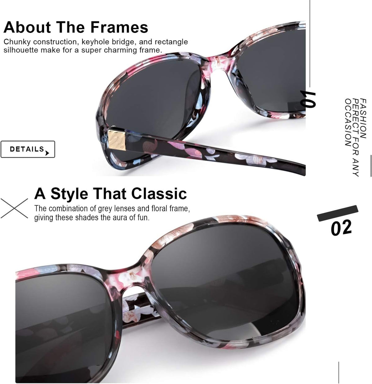 Small Wrap Sunglasses for Women | Lightweight Square Frame with 100% UV400 | Polarized Shade for Womens