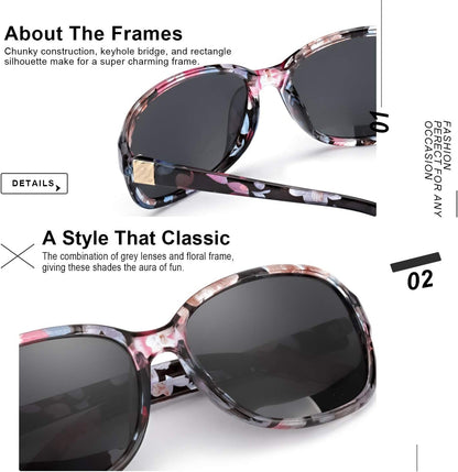 Small Wrap Sunglasses for Women | Lightweight Square Frame with 100% UV400 | Polarized Shade for Womens