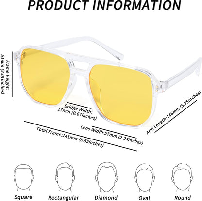 Retro Square Aviator Sunglasses Women Men 70S Vintage Trendy Plastic Frame Sun Glasses B2835