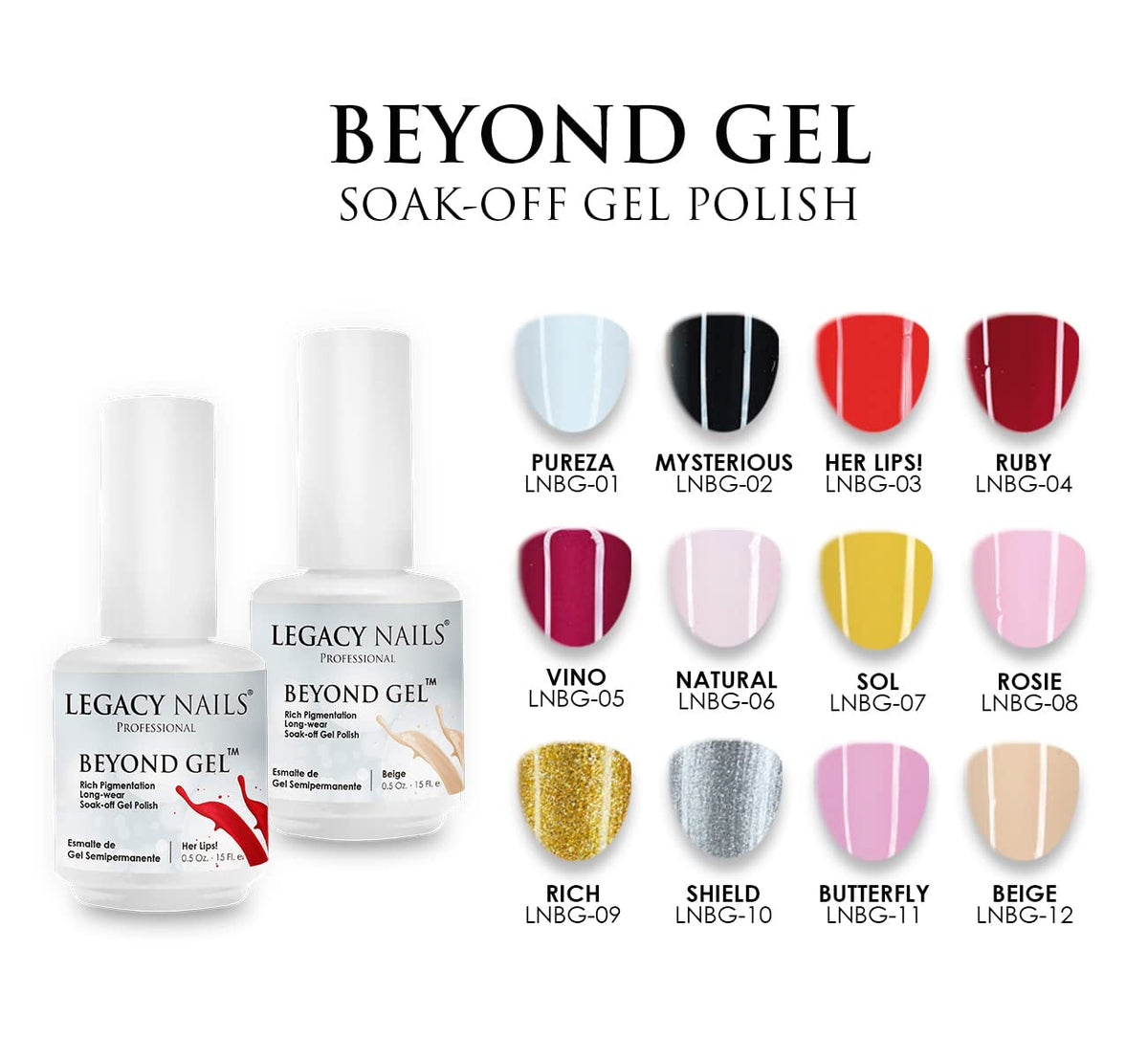 Professional Beyond Gel Soak-Off Nail Gel Polish Full Coverage Highly Pigmented Gel Nail Polish (BEYOND GEL - BEIGE 1/2 OZ)