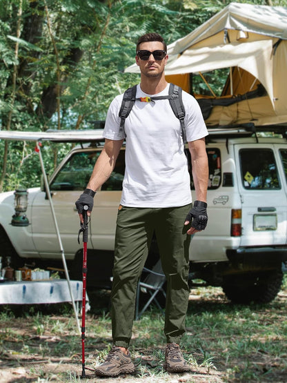 Joggers for Men Cotton Drawstring Chino Cargo Pants Hiking Outdoor Twill Track Jogger Sweatpants