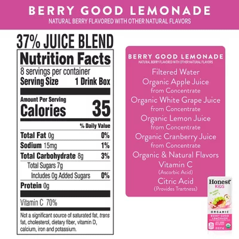 Honest Kids Organic Fruit Juice Drink Boxes Variety Pack 6 Fl. Oz., 40 Pk.