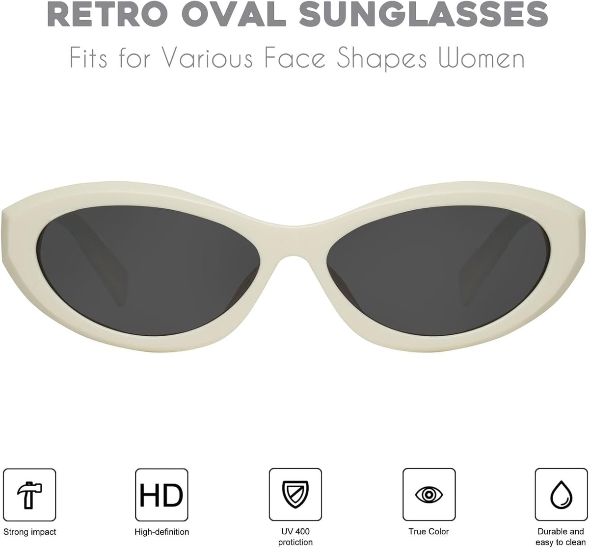 Oval Cat Eye Sunglasses for Women Retro Y2K Style MS52372