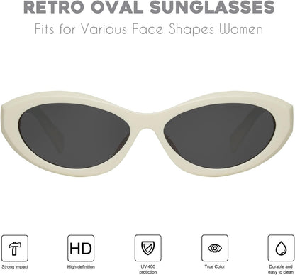 Oval Cat Eye Sunglasses for Women Retro Y2K Style MS52372