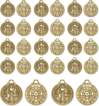 90Pcs 2 Styles Alloy Jesus Cross Saint Benedict Medal Charms Pendants for Jewelry Making DIY Religious Gifts Rosary Beads Necklace Bracelet