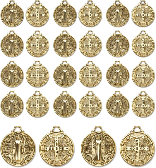 90Pcs 2 Styles Alloy Jesus Cross Saint Benedict Medal Charms Pendants for Jewelry Making DIY Religious Gifts Rosary Beads Necklace Bracelet
