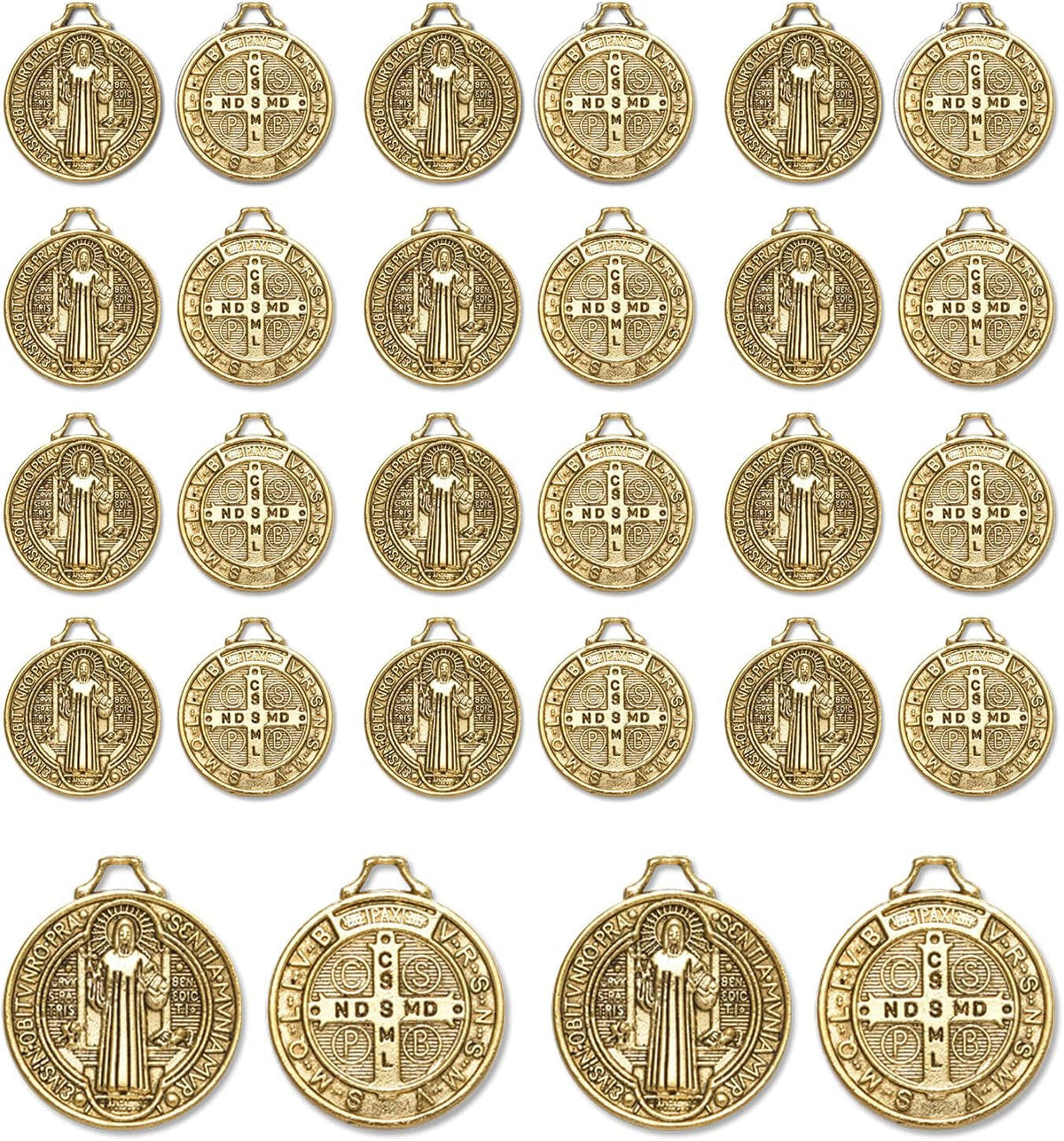 90Pcs 2 Styles Alloy Jesus Cross Saint Benedict Medal Charms Pendants for Jewelry Making DIY Religious Gifts Rosary Beads Necklace Bracelet