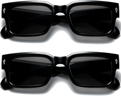 Square Frame Sunglasses for Women Men Trendy Chunky Rectangle Sun Glasses Black Shades UV400 Protection