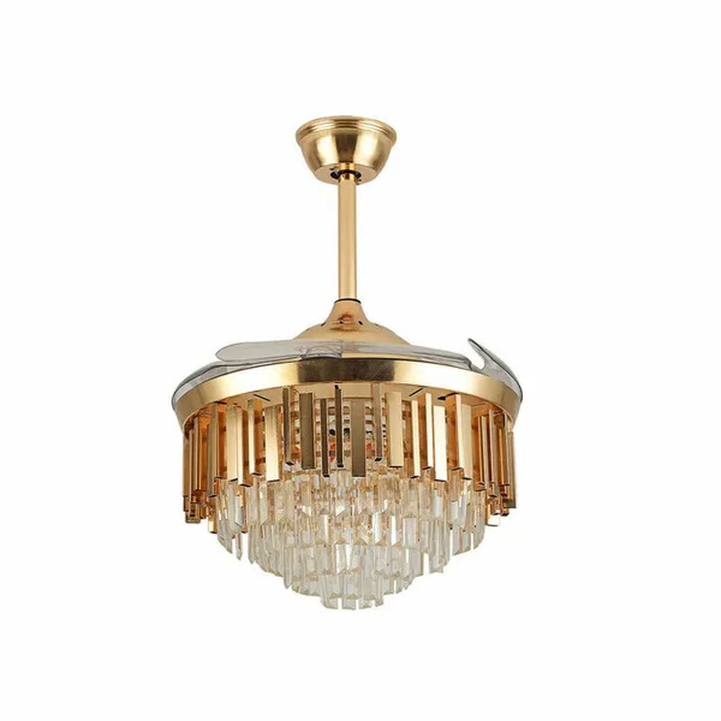 Luxury 42" Crystal Chandelier Modern Ceiling Fan Light Lamp CCT Dimmable Remote