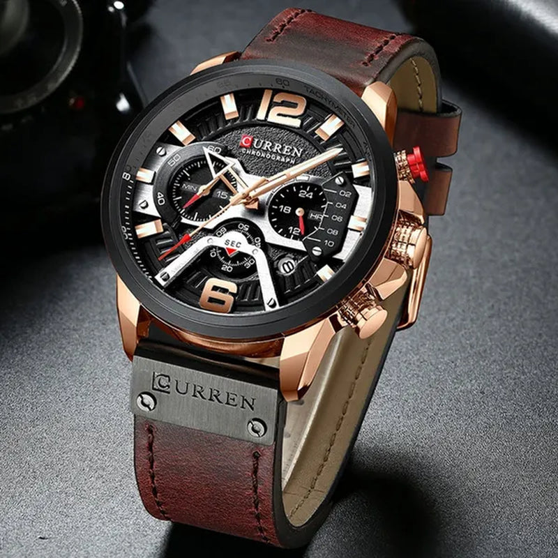 TOP SALE CURREN 8329 Mens Watches with Multi-function Quartz Chronograph Calendar Watch