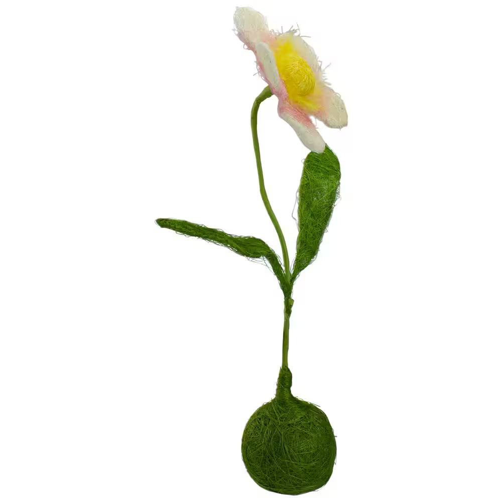 19" Green Yellow and Pink Spring Floral Table Top Decoration