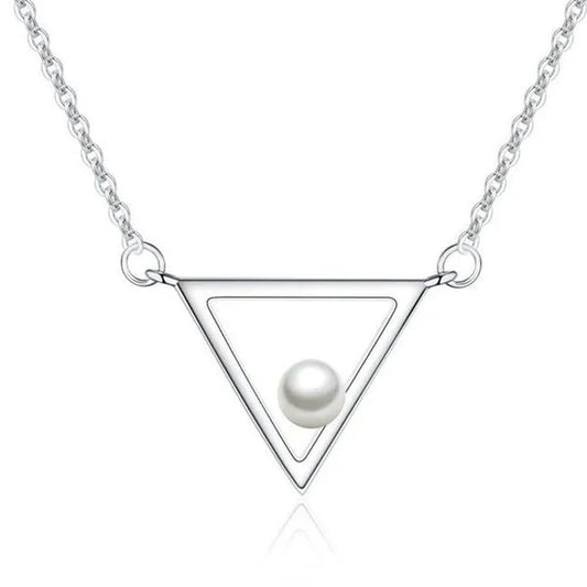 Majesty Diamonds MDS170390 White Shell Pearl Triangle Fancy Pendant Necklace in .925 Sterling Silver