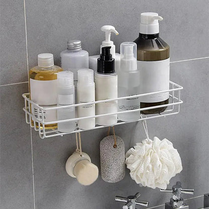 Wall Mounted Hanging Storage Shelf Kitchen Bathroom Shower Storage Rack Punch Free