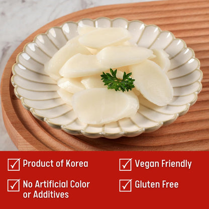 Korean Rice Cakes – Sliced Thin Shaped, Chewy Sticky, Tteokbokki, Traditional Rice Cake Soup, Tteokguk, Vegan, Gluten Free and Non-Gmo 21.16 Oz (7.05 Oz X 3 Individual Bags) - 1 PACK