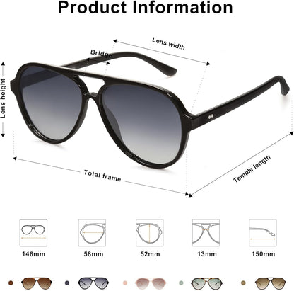 Classic Polarized Aviator Sunglasses for Women Men, Retro Trendy Aviators Shades SJ2201