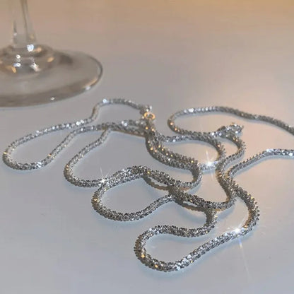 Shiny sparkling glitter clavicle chain  silver necklace brand new fashion sterling silver necklace chain