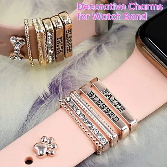 Metal Charms Watch Band Decoration Ring For Apple Diamond Ornament For iwatch Bracelet Silicone Strap Jewelry Accessories