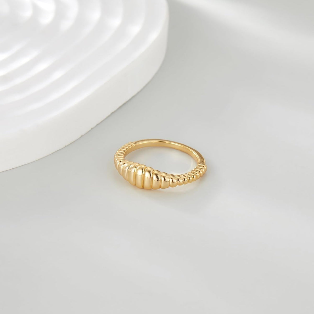 Chunky Gold Rings 14K Gold Plated Statement Dome Band Rings Jewelry for Women Gifts for Her