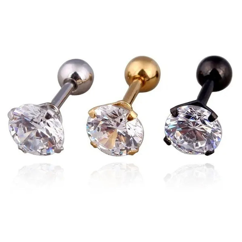 2Pcs/Set Earrings Diamond stud earrings women Fashion bone ear studs set 3mm,4mm,5mm,6mm