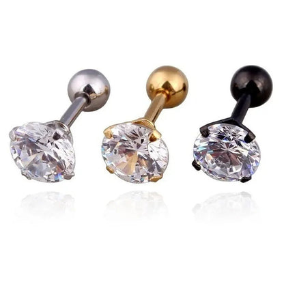 2Pcs/Set Earrings Diamond stud earrings women Fashion bone ear studs set 3mm,4mm,5mm,6mm