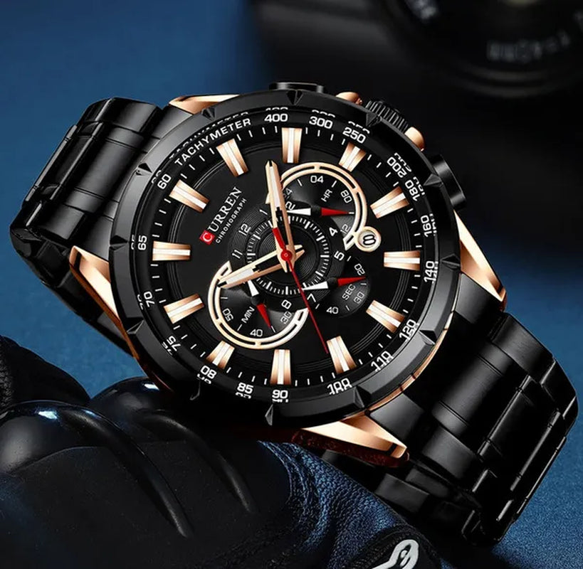 CURREN 8363 Watches For Men Luxury Chronograph Calendar Day Quartz Full Steel Men's Wristwatch