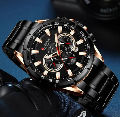 CURREN 8363 Watches For Men Luxury Chronograph Calendar Day Quartz Full Steel Men's Wristwatch
