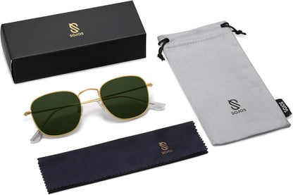 Square Polarized Sunglasses for Men Women Classic Vintage Retro Style