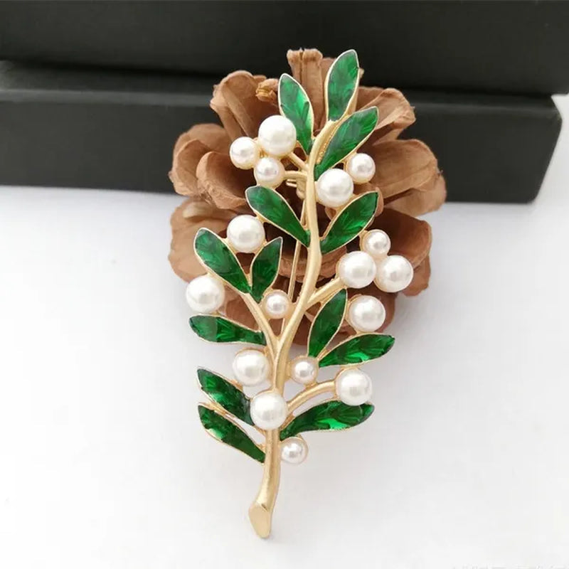High Quality Tree Pearl Brooches For Women Vintage Fashion Plant Pin Brooch Gift