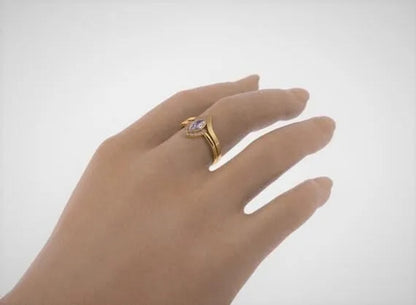 2pcs/Set Latest geek love quality bride ring set jewelry  natural rubyzircon V-shaped ring set geek ring set wonderous woman ring romantic bride wonderful engagement wedding ring set anniversary promise ring Christmas gift jewelry size US5-11