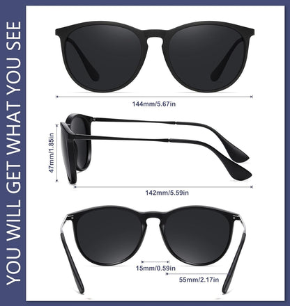 Retro sunglasses womens 2024 trendy round classic glasses