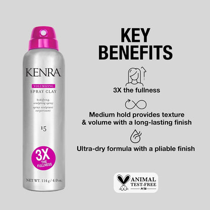 Kenra Volumizing Spray Clay 15 | Bodifying, Fullness Spray | 3X the Fullness | Medium Hold | Provides Texture & Volume with a Long-Lasting Finish | All Hair Types