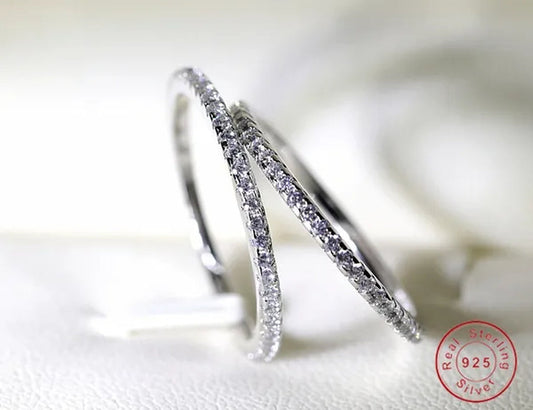 Luxurious Jewellery Women pave full Diamond Stone cz 925 Sterling silver Wedding Ring Size 5-10
