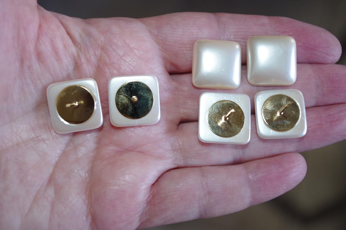 Quality Majorca Pearl Square Half Dome 16MM Stud Earrings 14K Gold Filled